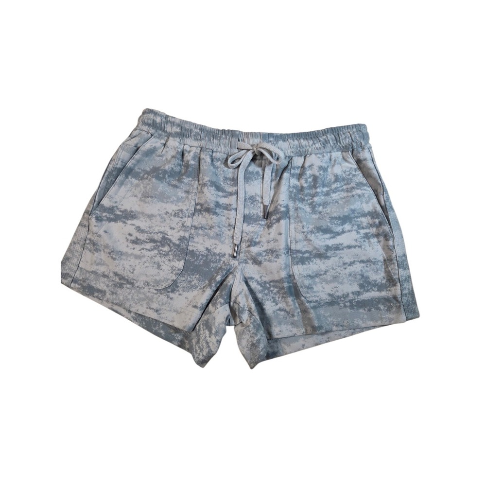 Athleta Farallon Women's Shorts Pull-On Gray-Green Abstract Camo L NWT